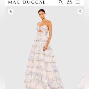 Mac Duggal Pink Floral Gown style # 67966 color Violet Multi